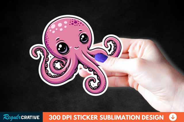 Baby Octopus Sticker Clipart Sublimation Regulrcrative 