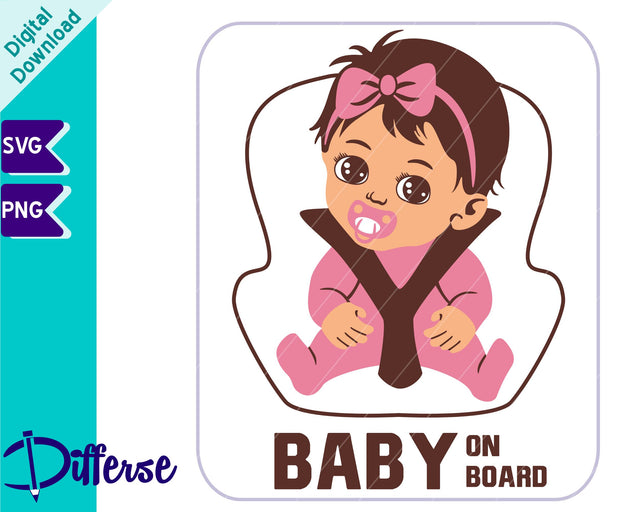 Baby on Board SVG | Baby Girl in Car Seat SVG SVG Differse 