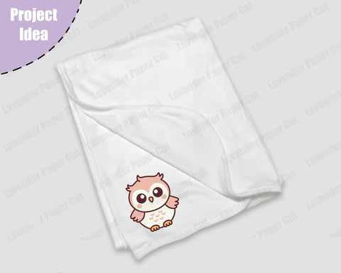 Baby Owl SVG PNG File, Cute Owl Clipart Cut File for Cricut and Silhouette, Woodland Animal Theme, Kids Crafts, DIY Baby Shower Decorations SVG Lavender Paper Cut 