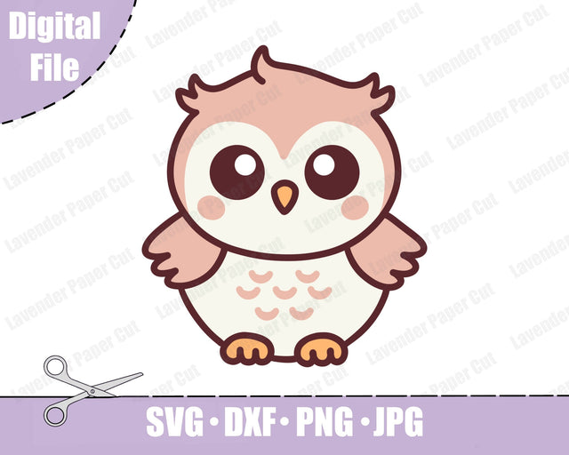 Baby Owl SVG PNG File, Cute Owl Clipart Cut File for Cricut and Silhouette, Woodland Animal Theme, Kids Crafts, DIY Baby Shower Decorations SVG Lavender Paper Cut 