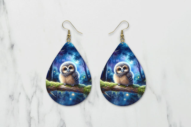 Baby Owl teardrop earring sublimation design Sublimation BijouBay 