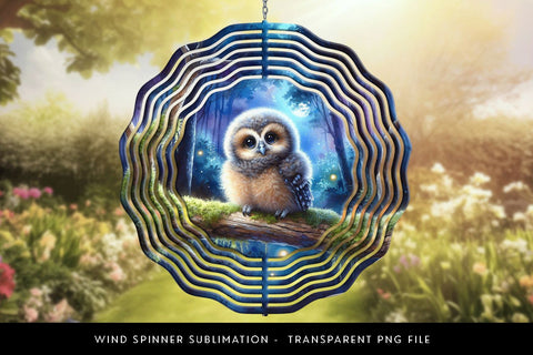 Baby Owl Wind Spinner PNG Sublimation Design Sublimation BijouBay 