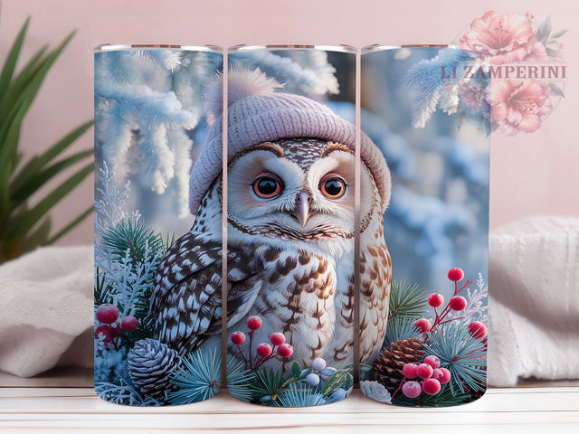 Baby Owl Winter Christmas Tumbler, Holiday Owl Sublimation Design, Festive Cup Art, 20oz Xmas Tumbler, Whimsical Owl Mug, Stylish Christmas Cup, Cozy Winter Wrap Sublimation Li Zamperini 