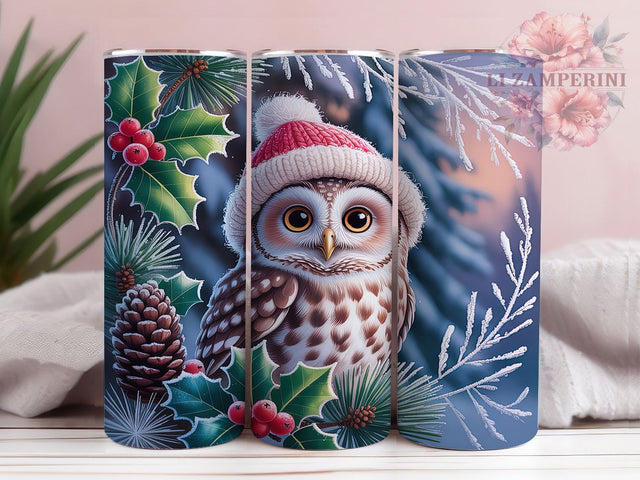Baby Owl Winter Christmas Tumbler, Holiday Owl Sublimation Design, Festive Cup Art, 20oz Xmas Tumbler, Whimsical Owl Mug, Stylish Christmas Cup, Cozy Winter Wrap Sublimation Li Zamperini 