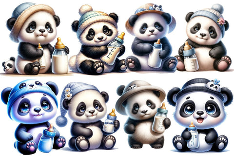Baby Panda Bundle ,Illustrator Clipart,Quotes and Sayings,Food & Drink,On Sale, Print & Cut Sublimation Newmockups 