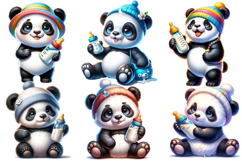 Baby Panda Bundle ,Illustrator Clipart,Quotes and Sayings,Food & Drink,On Sale, Print & Cut Sublimation Newmockups 