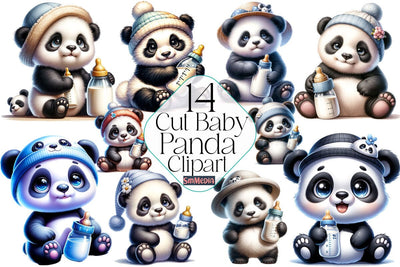 Baby Panda Bundle ,Illustrator Clipart,Quotes and Sayings,Food & Drink,On Sale, Print & Cut Sublimation Newmockups 
