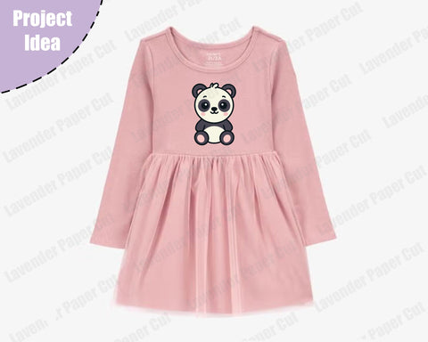 Baby Panda SVG PNG File, Cute Panda Clipart Cut File for Cricut and Silhouette, Animal Theme, Kids Crafts, DIY Baby Shower Decorations SVG Lavender Paper Cut 