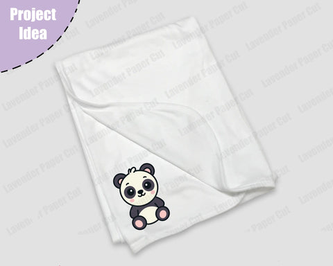 Baby Panda SVG PNG File, Cute Panda Clipart Cut File for Cricut and Silhouette, Animal Theme, Kids Crafts, DIY Baby Shower Decorations SVG Lavender Paper Cut 