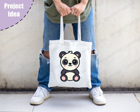 Baby Panda SVG PNG File, Cute Panda Clipart Cut File for Cricut and Silhouette, Animal Theme, Kids Crafts, DIY Baby Shower Decorations SVG Lavender Paper Cut 