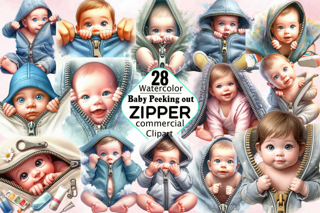 Baby Peeking out Zipper Sublimation Clipart Bundle Sublimation SVGArt 