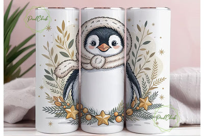Baby Penguin Christmas 20oz Tumbler Wrap Sublimation PixelChick 