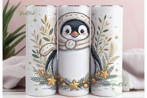 Baby Penguin Christmas 20oz Tumbler Wrap Sublimation PixelChick 
