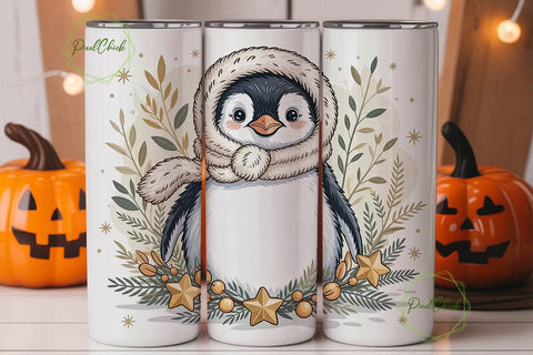 Baby Penguin Christmas 20oz Tumbler Wrap Sublimation PixelChick 