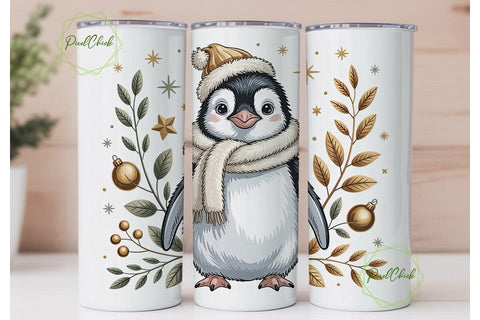 Baby Penguin Christmas 20oz Tumbler Wrap Sublimation PixelChick 