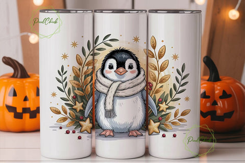 Baby Penguin Christmas 20oz Tumbler Wrap Sublimation PixelChick 