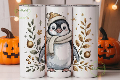 Baby Penguin Christmas 20oz Tumbler Wrap Sublimation PixelChick 