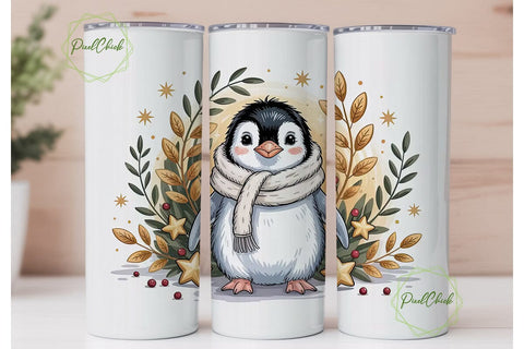 Baby Penguin Christmas 20oz Tumbler Wrap Sublimation PixelChick 