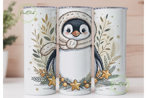 Baby Penguin Christmas 20oz Tumbler Wrap Sublimation PixelChick 