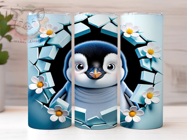 Baby Penguin Peek 20oz Tumbler, Penguin Motif, Baby Animal, Peekaboo Design, Winter Theme, Cute Charm, Skinny Tumbler, Sublimation PNG Sublimation Lara' s Designs 