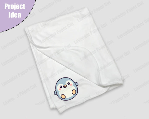 Baby Penguin SVG PNG File, Cute Penguin Clipart Cut File for Cricut and Silhouette, Winter Animal Theme, Kids Crafts, Baby Shower Decoration SVG Lavender Paper Cut 