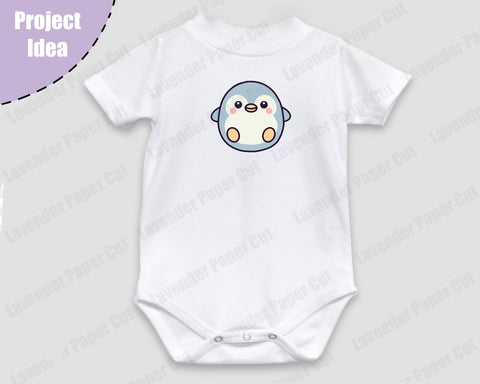 Baby Penguin SVG PNG File, Cute Penguin Clipart Cut File for Cricut and Silhouette, Winter Animal Theme, Kids Crafts, Baby Shower Decoration SVG Lavender Paper Cut 