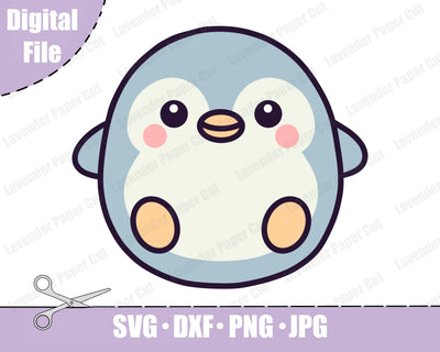 Baby Penguin SVG PNG File, Cute Penguin Clipart Cut File for Cricut and Silhouette, Winter Animal Theme, Kids Crafts, Baby Shower Decoration SVG Lavender Paper Cut 
