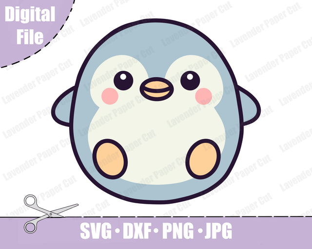 Baby Penguin SVG PNG File, Cute Penguin Clipart Cut File for Cricut and Silhouette, Winter Animal Theme, Kids Crafts, Baby Shower Decoration SVG Lavender Paper Cut 