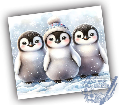 Baby Penguins 20oz Skinny Tumbler, Christmas Kawaii Tumbler Png, Straight & Tapered Tumbler Wrap, Instant Digital Download Sublimation ToriDesigns 