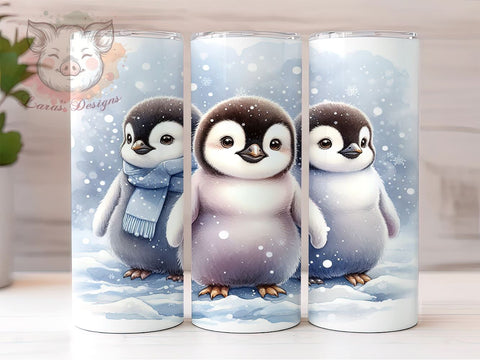 Baby Penguins 20oz Tumbler Png, Straight & Tapered Tumbler Png, Winter Cute Animal Tumbler Png, Digital Download PNG Sublimation Lara' s Designs 