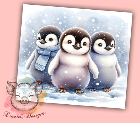 Baby Penguins 20oz Tumbler Png, Straight & Tapered Tumbler Png, Winter Cute Animal Tumbler Png, Digital Download PNG Sublimation Lara' s Designs 