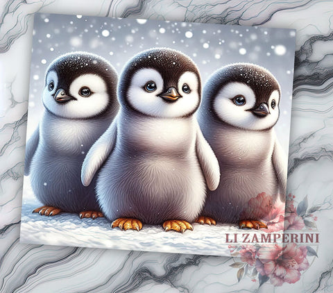 Baby Penguins 20oz Tumbler Wrap PNG, Christmas Kawaii Tumbler Png, Straight & Tapered Tumbler Wrap, Instant Digital Download Sublimation Li Zamperini 