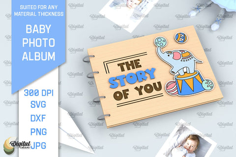 Baby Photo Album Laser Cut. Kids Memory Book SVG SVG Evgenyia Guschina 