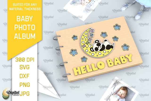 Baby Photo Album Laser Cut. Kids Memory Book SVG SVG Evgenyia Guschina 