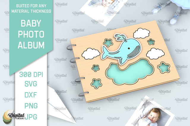 Baby Photo Album Laser Cut. Kids Memory Book SVG SVG Evgenyia Guschina 