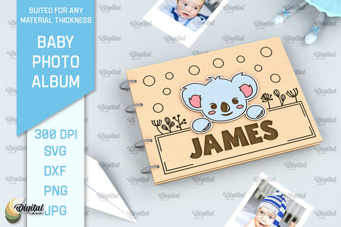 Baby Photo Album Laser Cut. Kids Memory Book SVG SVG Evgenyia Guschina 