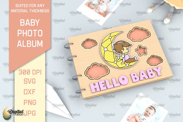 Baby Photo Album Laser Cut. Kids Memory Book SVG SVG Evgenyia Guschina 