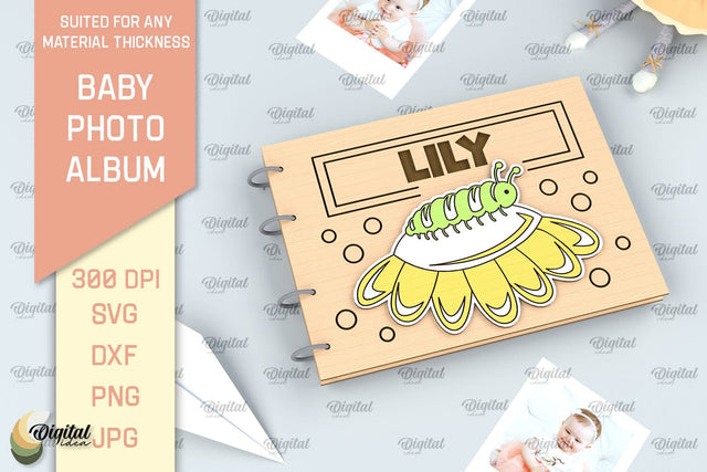 Baby Photo Album Laser Cut. Kids Memory Book SVG SVG Evgenyia Guschina 