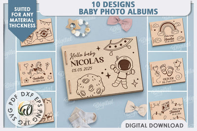 Baby Photo Albums Laser Cut Bundle. Kids Memory Books SVG SVG Evgenyia Guschina 