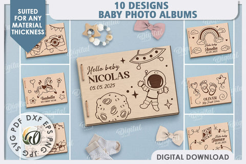 Baby Photo Albums Laser Cut Bundle. Kids Memory Books SVG SVG Evgenyia Guschina 