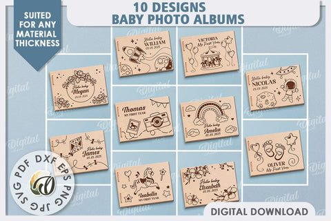 Baby Photo Albums Laser Cut Bundle. Kids Memory Books SVG SVG Evgenyia Guschina 