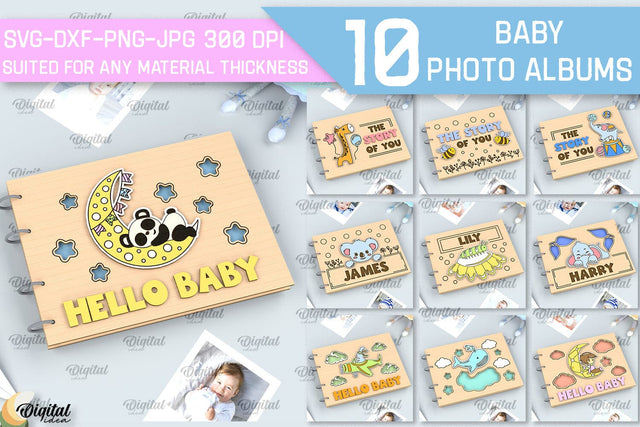 Baby Photo Albums Laser Cut Bundle. Kids Memory Books SVG SVG Evgenyia Guschina 
