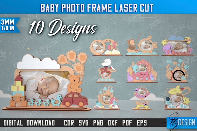 Baby Photo Frame Bundle | New Born Photo Frame | Home Décor | Gift Idea | CNC Files SVG Fly Design 
