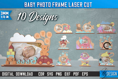 Baby Photo Frame Bundle | New Born Photo Frame | Home Décor | Gift Idea | CNC Files SVG Fly Design 