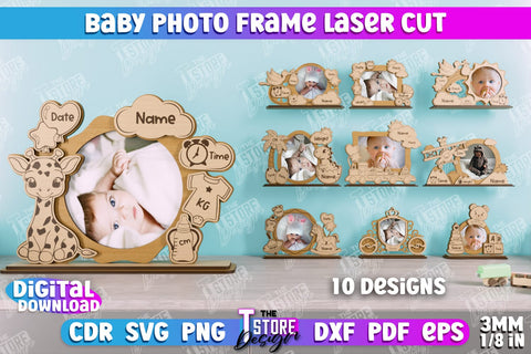 Baby Photo Frame Bundle | New Born Photo Frame | Home Décor | Gift Idea | CNC Files SVG The T Store Design 