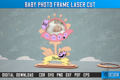 Baby Photo Frame | New Born Photo Frame | Home Décor | Gift Idea | CNC File SVG Fly Design 