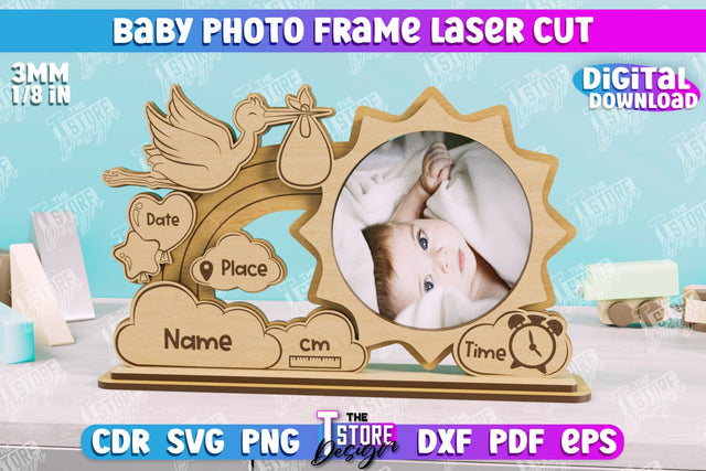Baby Photo Frame | New Born Photo Frame | Home Décor | Gift Idea | CNC File SVG The T Store Design 
