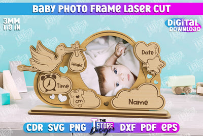 Baby Photo Frame | New Born Photo Frame | Home Décor | Gift Idea | CNC File SVG The T Store Design 