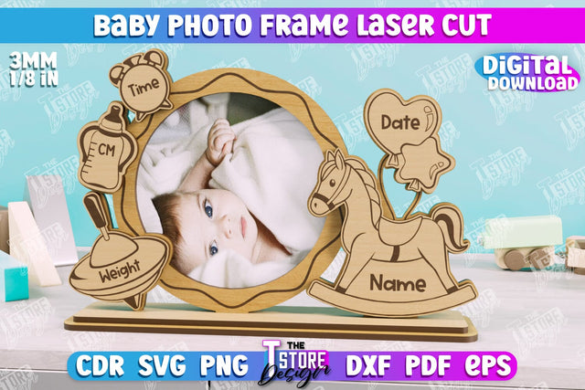 Baby Photo Frame | New Born Photo Frame | Home Décor | Gift Idea | CNC File SVG The T Store Design 