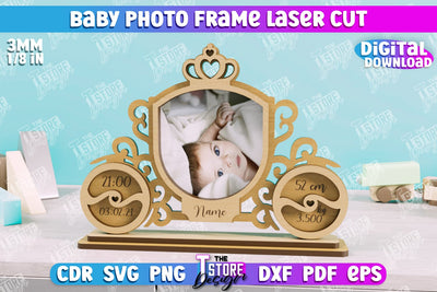 Baby Photo Frame | New Born Photo Frame | Home Décor | Gift Idea | CNC File SVG The T Store Design 